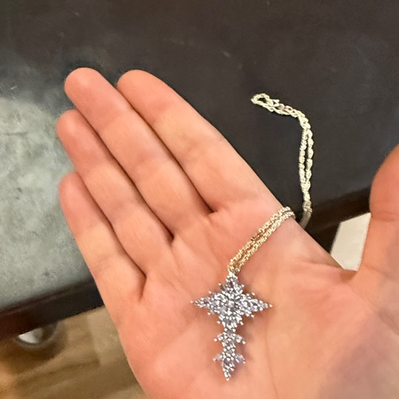 Sterling Silver Tanzanite Cross Pendant - Picture 3 of 4